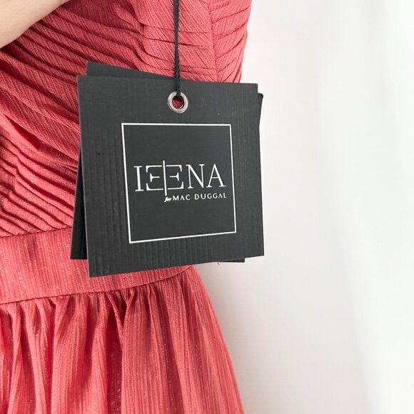 NWT Ieena for Mac Duggal One Shoulder Draped Chiffon Gown in Crimson 49291 - Picture 5 of 8